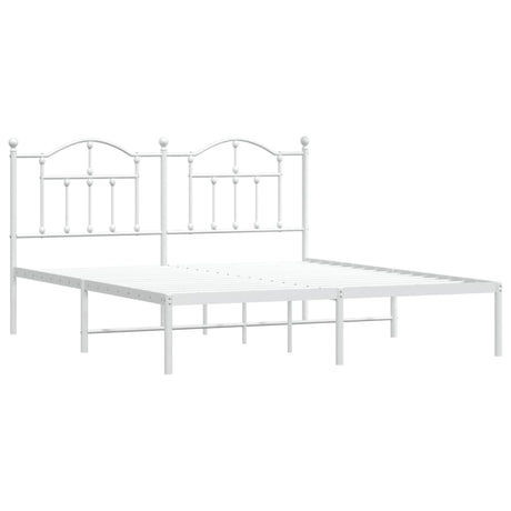 Vidaxl bedframe met hoofdbord metaal wit 180x200 cm