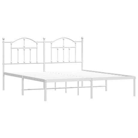 Vidaxl bedframe met hoofdbord metaal wit 183x213 cm