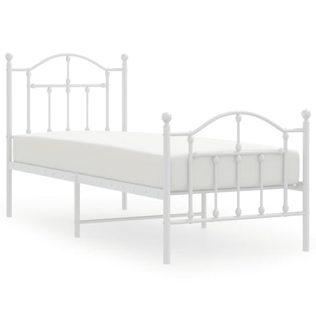 Vidaxl bedframe met hoofd- en voeteneinde metaal wit 75x190 cm