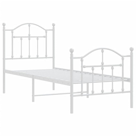 Vidaxl bedframe met hoofd- en voeteneinde metaal wit 75x190 cm