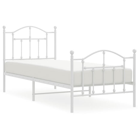 Vidaxl bedframe met hoofd- en voeteneinde metaal wit 80x200 cm
