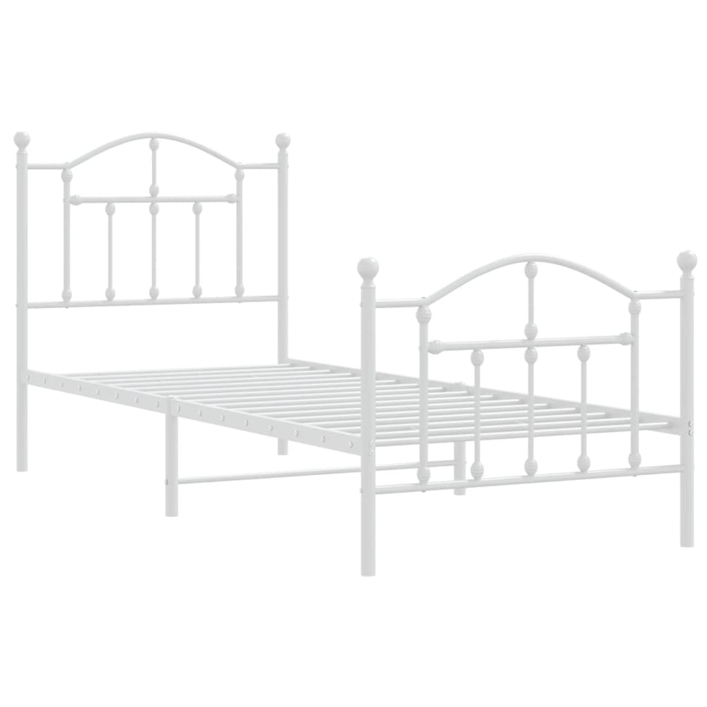 Vidaxl bedframe met hoofd- en voeteneinde metaal wit 80x200 cm