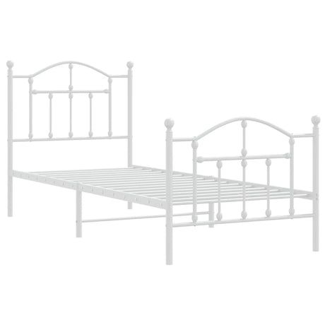 Vidaxl bedframe met hoofd- en voeteneinde metaal wit 80x200 cm