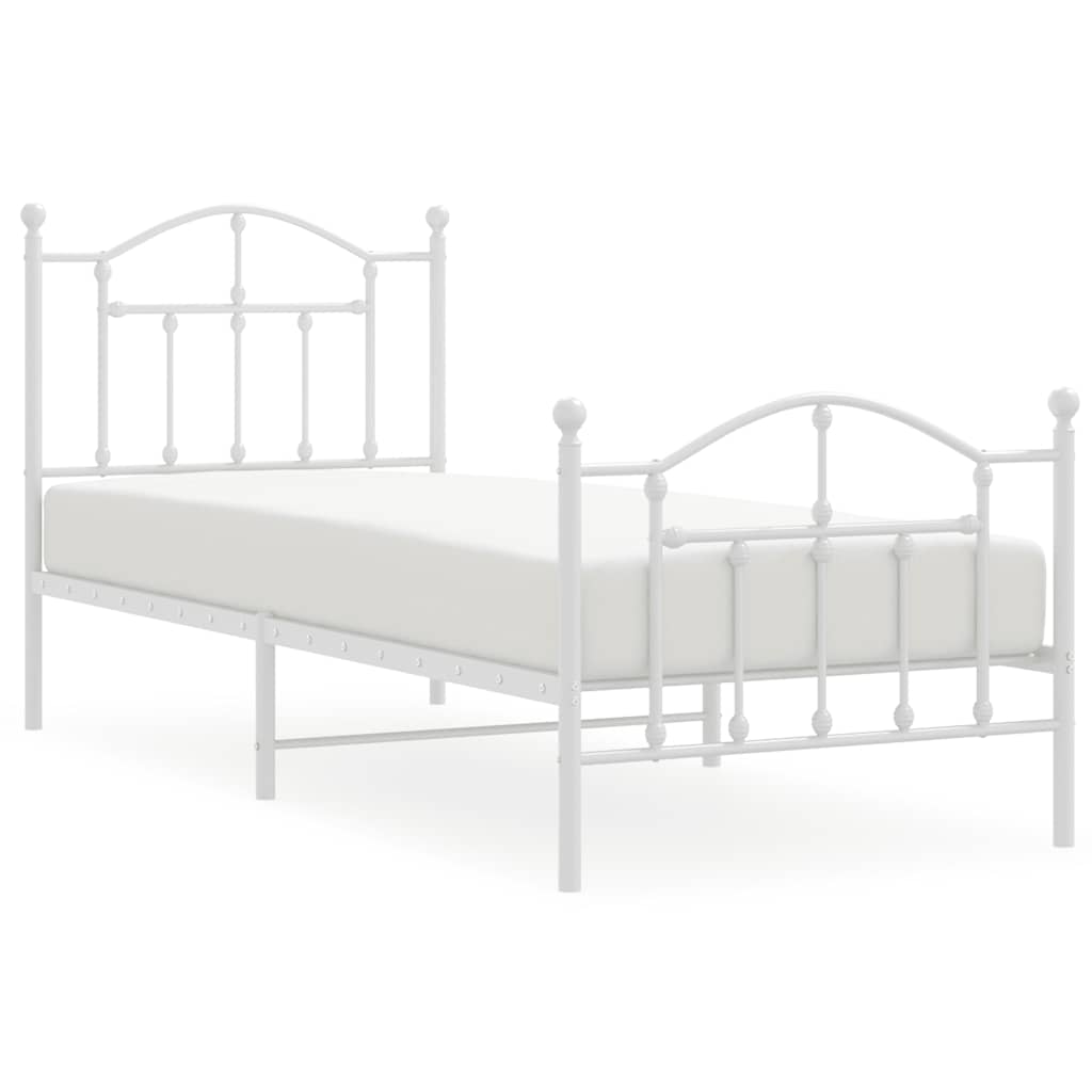 Vidaxl bedframe met hoofd- en voeteneinde metaal wit 90x200 cm