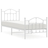 Vidaxl bedframe met hoofd- en voeteneinde metaal wit 90x200 cm