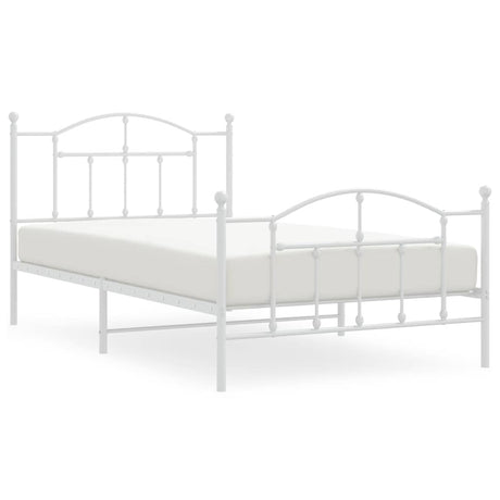 Vidaxl bedframe met hoofd- en voeteneinde metaal wit 100x200 cm