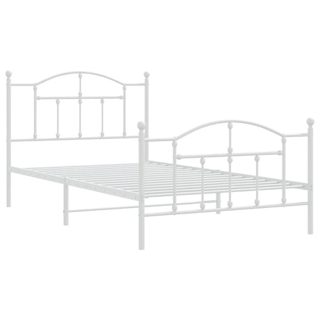 Vidaxl bedframe met hoofd- en voeteneinde metaal wit 100x200 cm