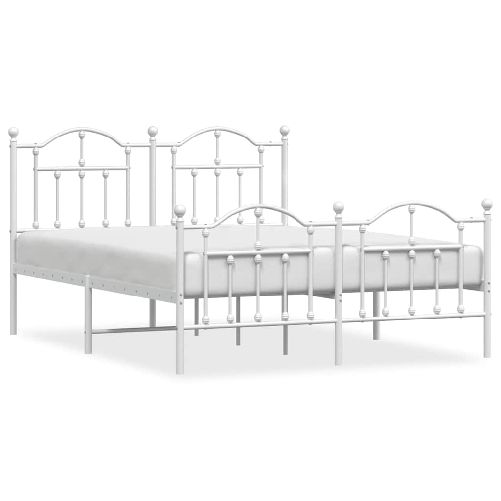 Vidaxl bedframe met hoofd- en voeteneinde metaal wit 135x190 cm