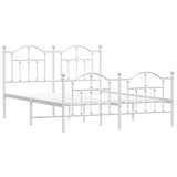 Vidaxl bedframe met hoofd- en voeteneinde metaal wit 140x190 cm