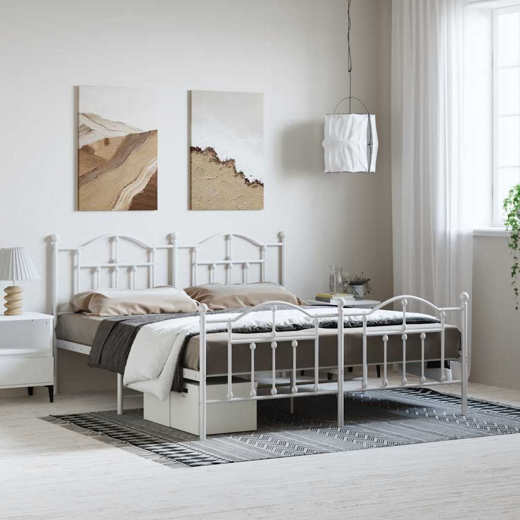 Vidaxl bedframe met hoofd- en voeteneinde metaal wit 183x213 cm