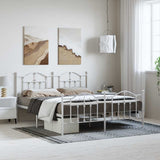 Vidaxl bedframe met hoofd- en voeteneinde metaal wit 183x213 cm