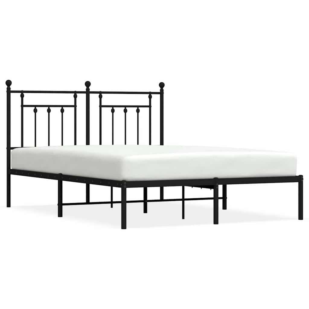 Vidaxl bedframe met hoofdbord metaal zwart 140x190 cm