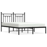 Vidaxl bedframe met hoofdbord metaal zwart 140x190 cm