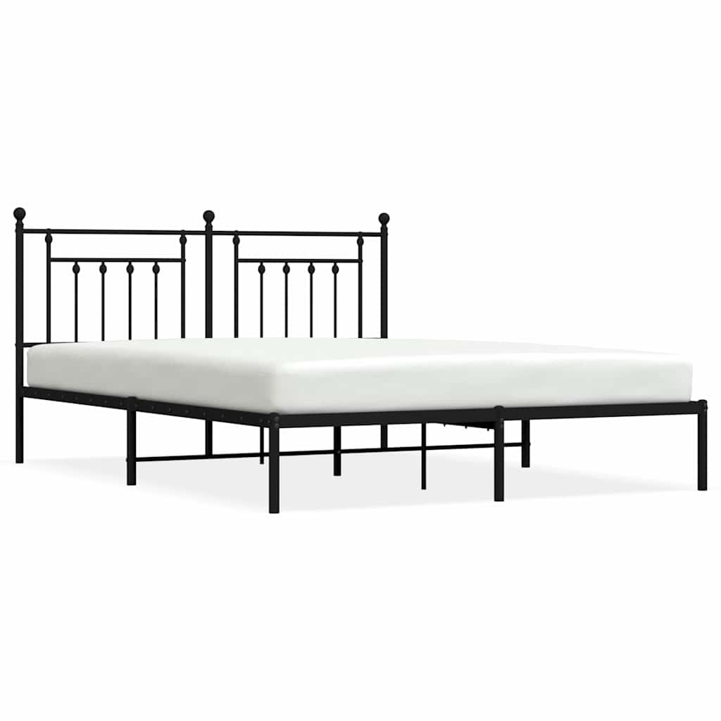 Vidaxl bedframe met hoofdbord metaal zwart 183x213 cm