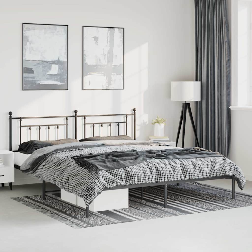 Vidaxl bedframe met hoofdbord metaal zwart 183x213 cm