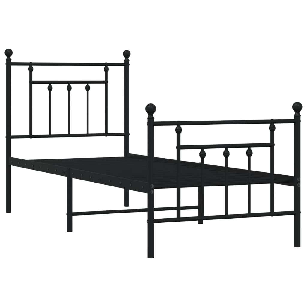 Vidaxl bedframe met hoofd- en voeteneinde metaal zwart 75x190 cm