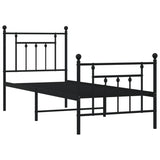 Vidaxl bedframe met hoofd- en voeteneinde metaal zwart 75x190 cm