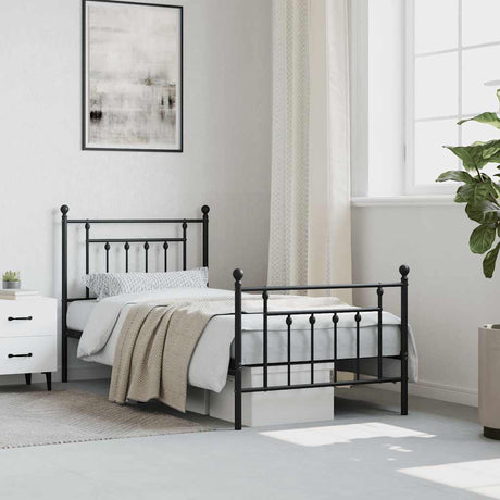 Vidaxl bedframe met hoofd- en voeteneinde metaal zwart 80x200 cm