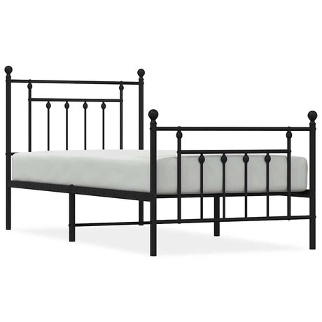 Vidaxl bedframe met hoofd- en voeteneinde metaal zwart 90x190 cm