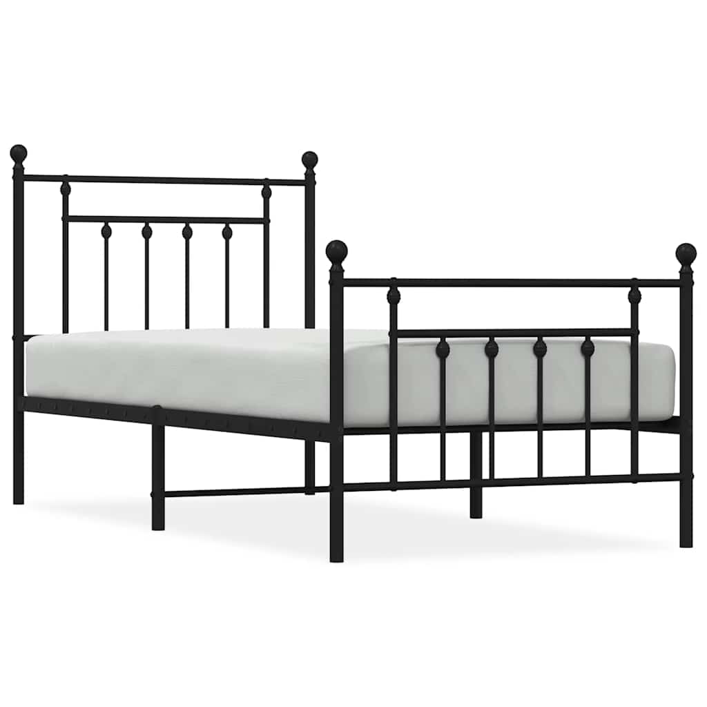 Vidaxl bedframe met hoofd- en voeteneinde metaal zwart 90x200 cm