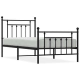Vidaxl bedframe met hoofd- en voeteneinde metaal zwart 90x200 cm