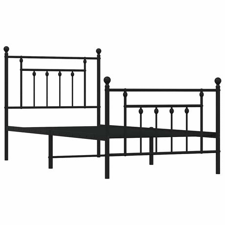 Vidaxl bedframe met hoofd- en voeteneinde metaal zwart 90x200 cm