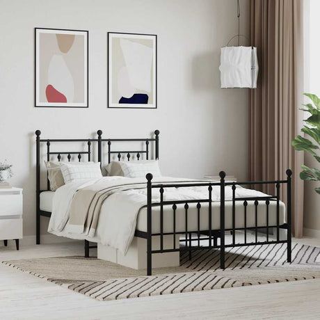 Vidaxl bedframe met hoofd- en voeteneinde metaal zwart 120x200 cm