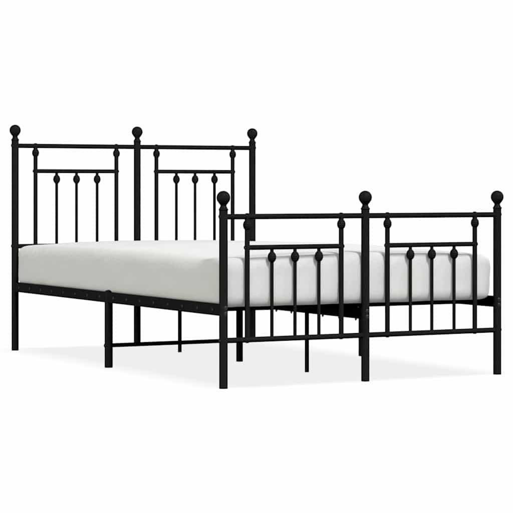 Vidaxl bedframe met hoofd- en voeteneinde metaal zwart 135x190 cm