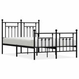 Vidaxl bedframe met hoofd- en voeteneinde metaal zwart 135x190 cm
