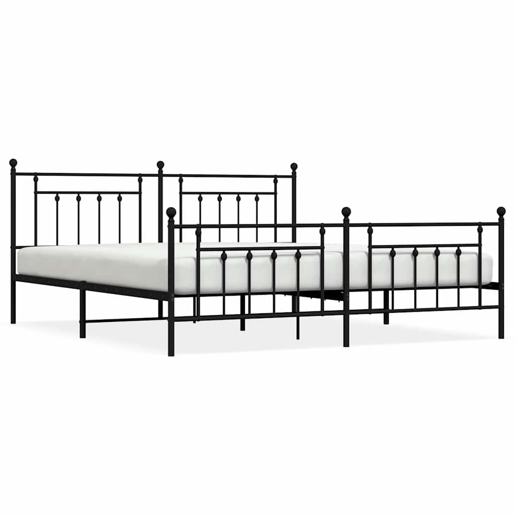 Vidaxl bedframe met hoofd- en voeteneinde metaal zwart 193x203 cm