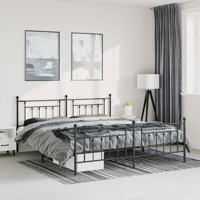 Vidaxl bedframe met hoofd- en voeteneinde metaal zwart 193x203 cm
