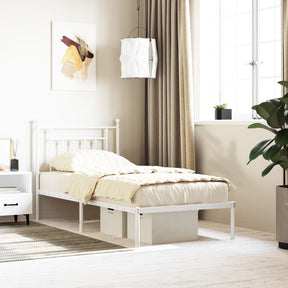 Vidaxl bedframe met hoofdbord metaal wit 80x200 cm