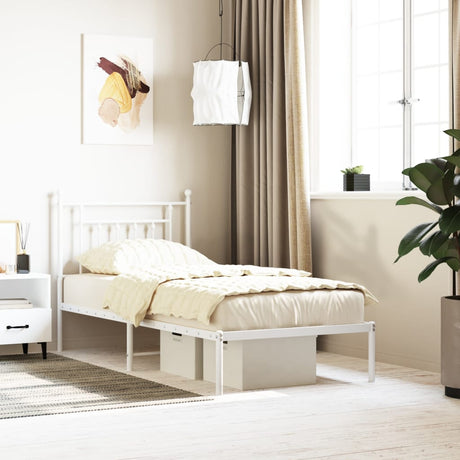 Vidaxl bedframe met hoofdbord metaal wit 80x200 cm