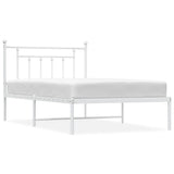 Vidaxl bedframe met hoofdbord metaal wit 107x203 cm