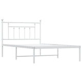 Vidaxl bedframe met hoofdbord metaal wit 107x203 cm
