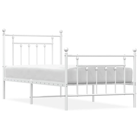 Vidaxl bedframe met hoofd- en voeteneinde metaal wit 90x190 cm