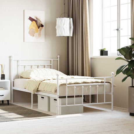 Vidaxl bedframe met hoofd- en voeteneinde metaal wit 100x200 cm