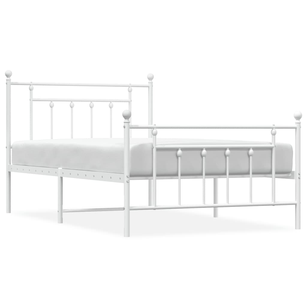 Vidaxl bedframe met hoofd- en voeteneinde metaal wit 107x203 cm