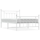 Vidaxl bedframe met hoofd- en voeteneinde metaal wit 107x203 cm