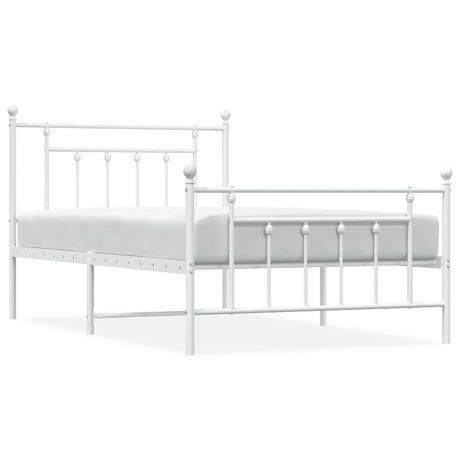 Vidaxl bedframe met hoofd- en voeteneinde metaal wit 107x203 cm