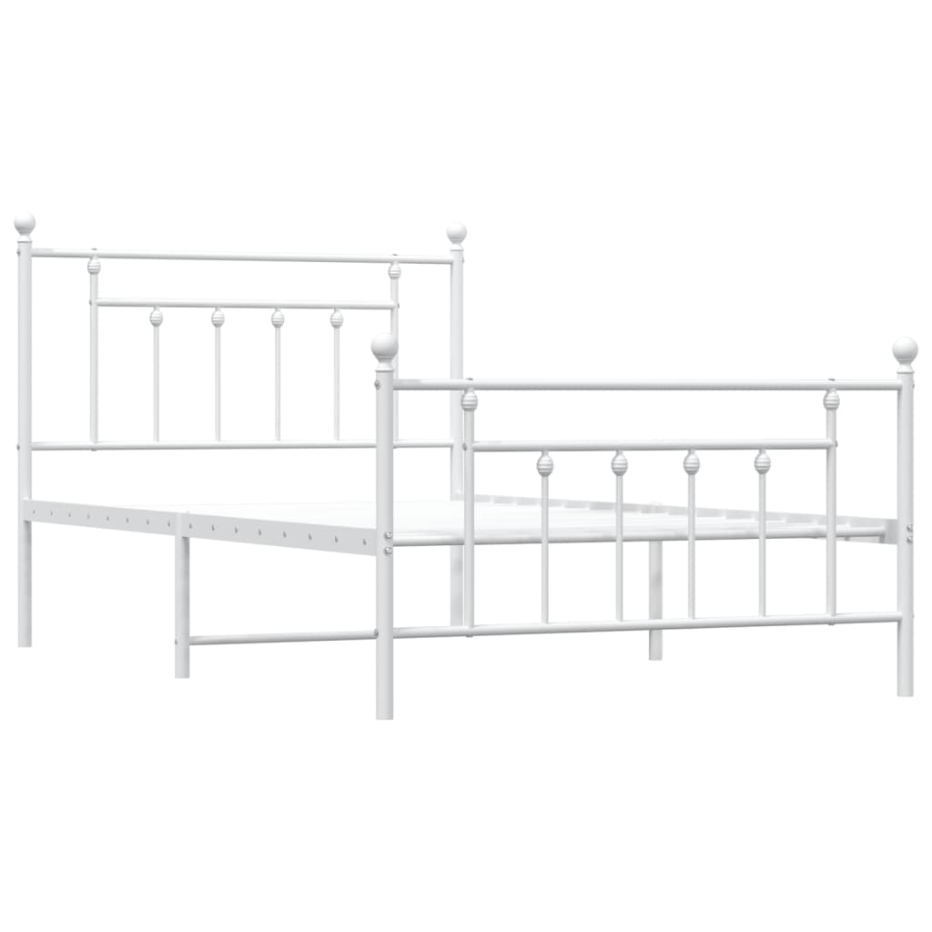 Vidaxl bedframe met hoofd- en voeteneinde metaal wit 107x203 cm