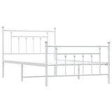 Vidaxl bedframe met hoofd- en voeteneinde metaal wit 107x203 cm
