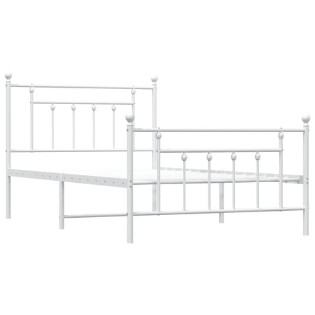 Vidaxl bedframe met hoofd- en voeteneinde metaal wit 107x203 cm