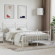 Vidaxl bedframe met hoofd- en voeteneinde metaal wit 140x190 cm