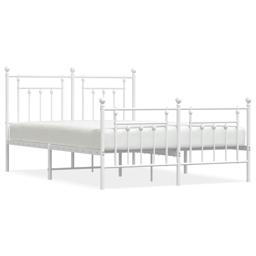 Vidaxl bedframe met hoofd- en voeteneinde metaal wit 150x200 cm