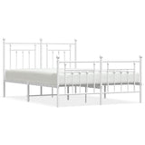 Vidaxl bedframe met hoofd- en voeteneinde metaal wit 150x200 cm