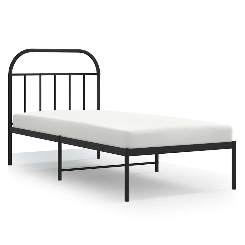 Vidaxl bedframe met hoofdbord metaal zwart 90x200 cm