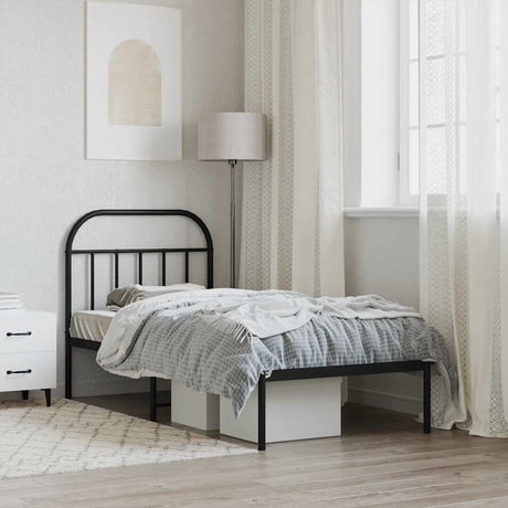 Vidaxl bedframe met hoofdbord metaal zwart 90x200 cm
