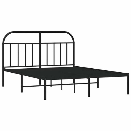 Vidaxl bedframe met hoofdbord metaal zwart 135x190 cm