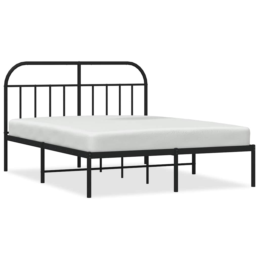 Vidaxl bedframe met hoofdbord metaal zwart 140x190 cm